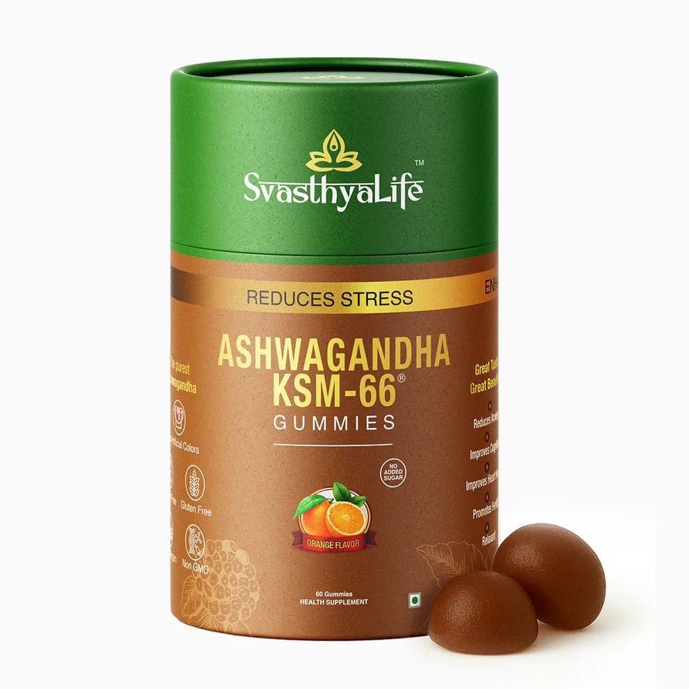 Image of Ashwagandha KSM-66 Gummies | Stress & Anxiety Relief | Heart Health | Better Memory | Orange Flavor, No added sugar | 60 Gummies