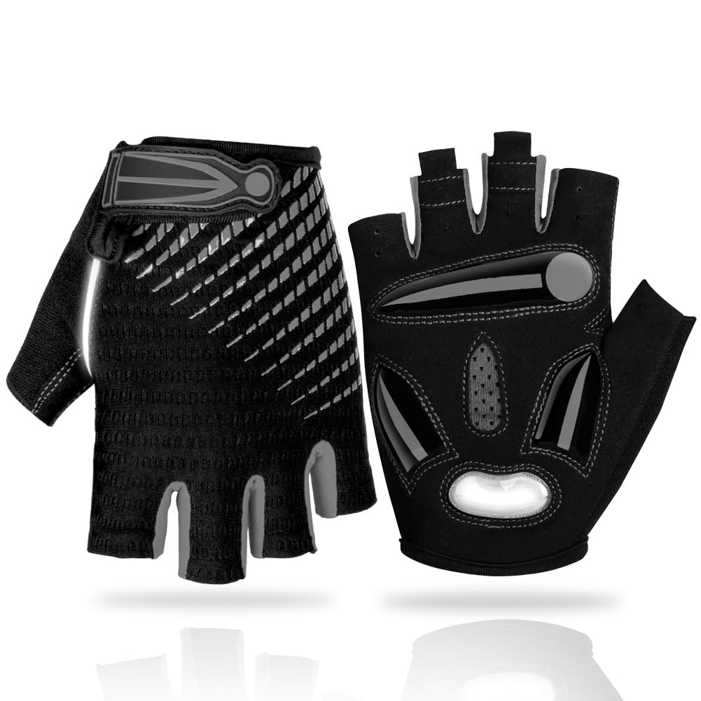 LUROON Gants Cyclisme Demi Doigt Gant Réfléchissant Gel Bicyclette Courts Homme Femme VTT Moto