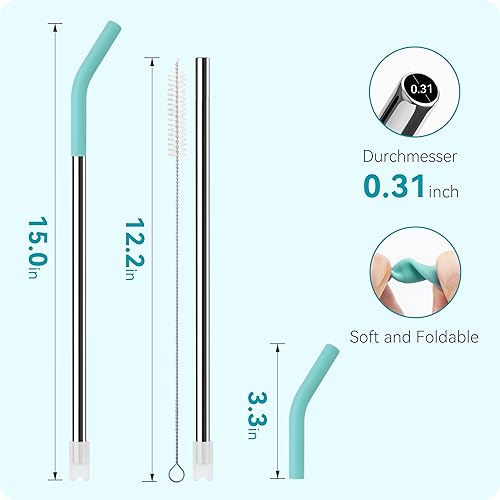Miniatura 4 de Soledea Popote reutilizable de acero inoxidable de 40 onzas con puntas de silicona, combina perfectamente con el color de la copa Stanley de 40