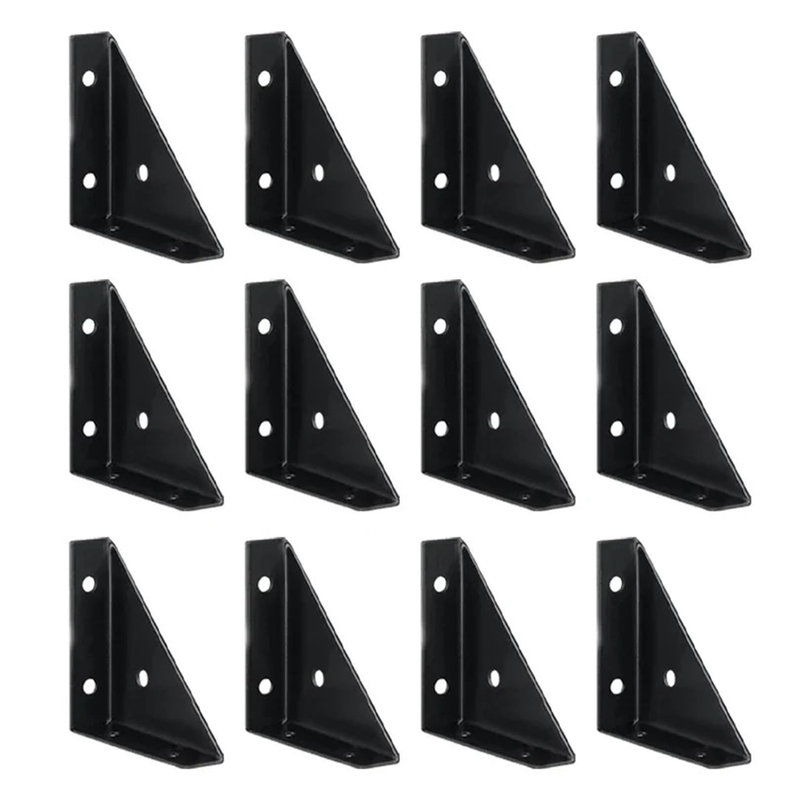 Shelf Bracket 12pcs Right-Angled Triangle Corner Code Fixed Bracket Repair, Used for Cabinet and Bed Support and Reinforcement(Black-12pcs)