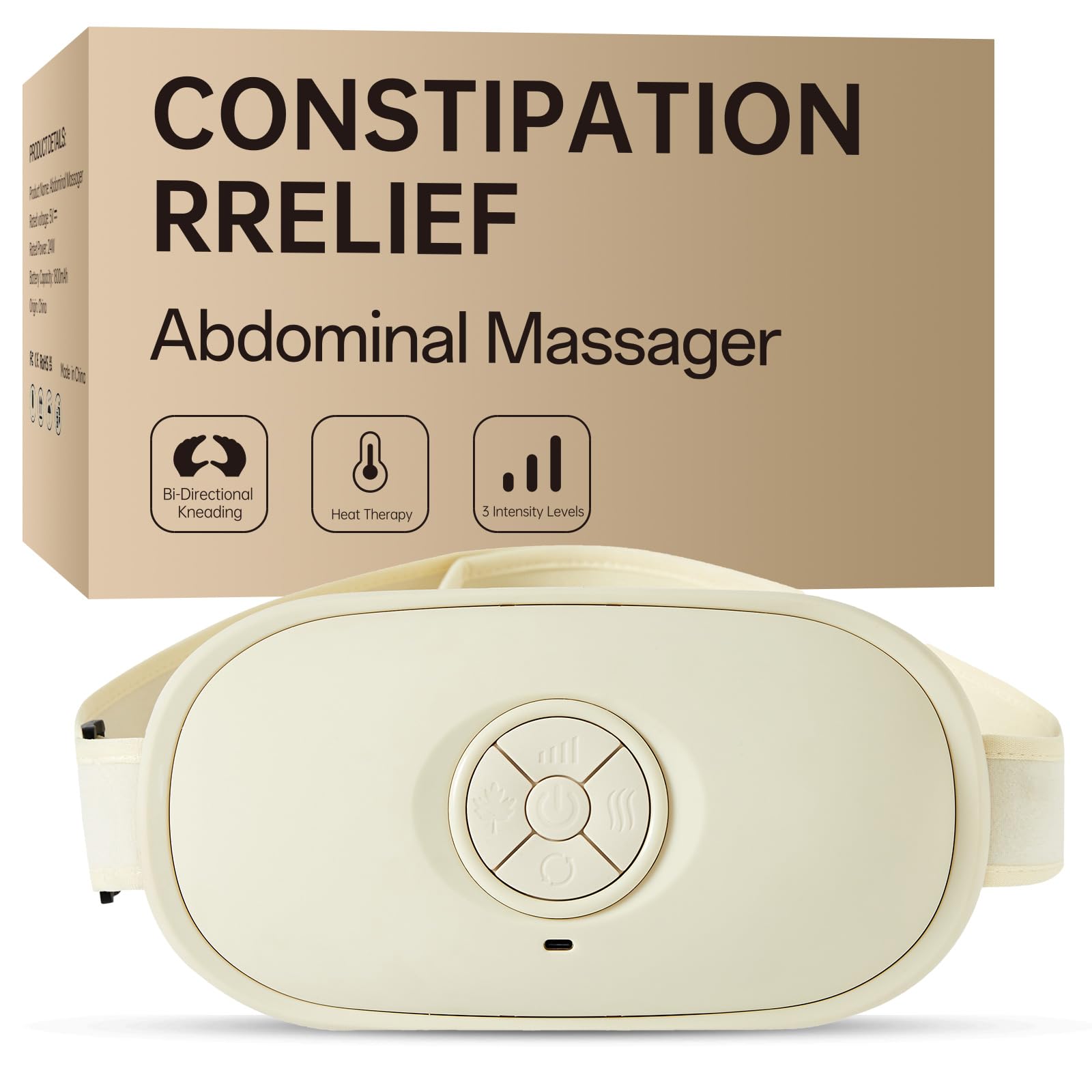Gastrointestinal Relief Massager for Constipation, Bloating, Gas, Acid Reflux, Heartburn Relief, Stool Softener Abdominal Massager with Dynamic Kneading & Heating, Rechargeable for Women & Men