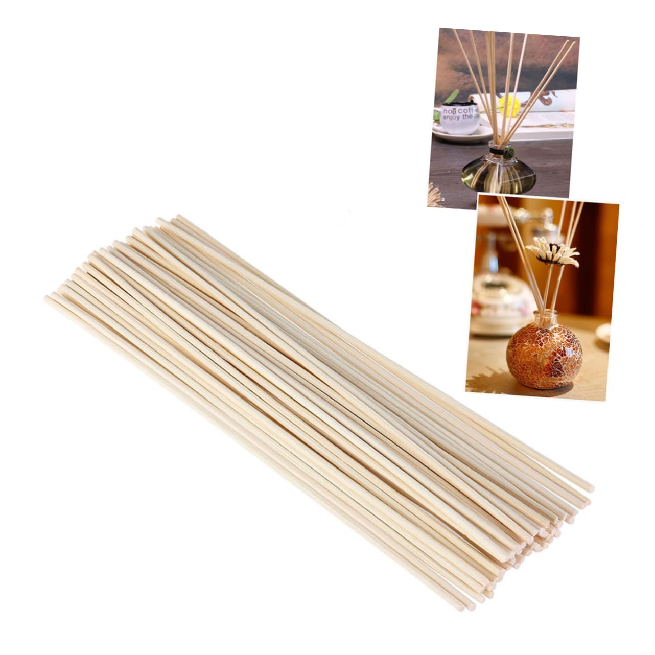 FUNOMOCYA 50pcs Diffuser Rattan Sticks Refill for Fragrance Natural Color for Air Freshening