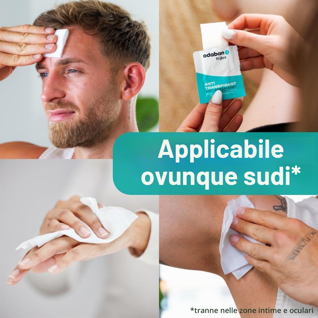 odaban® Set Antitraspirante & Deodorante Gel + Salviette | controllo sudore e odori su viso, mani, piedi e schiena | salviette deodoranti monouso per ascelle e viso | azione rapida, unisex