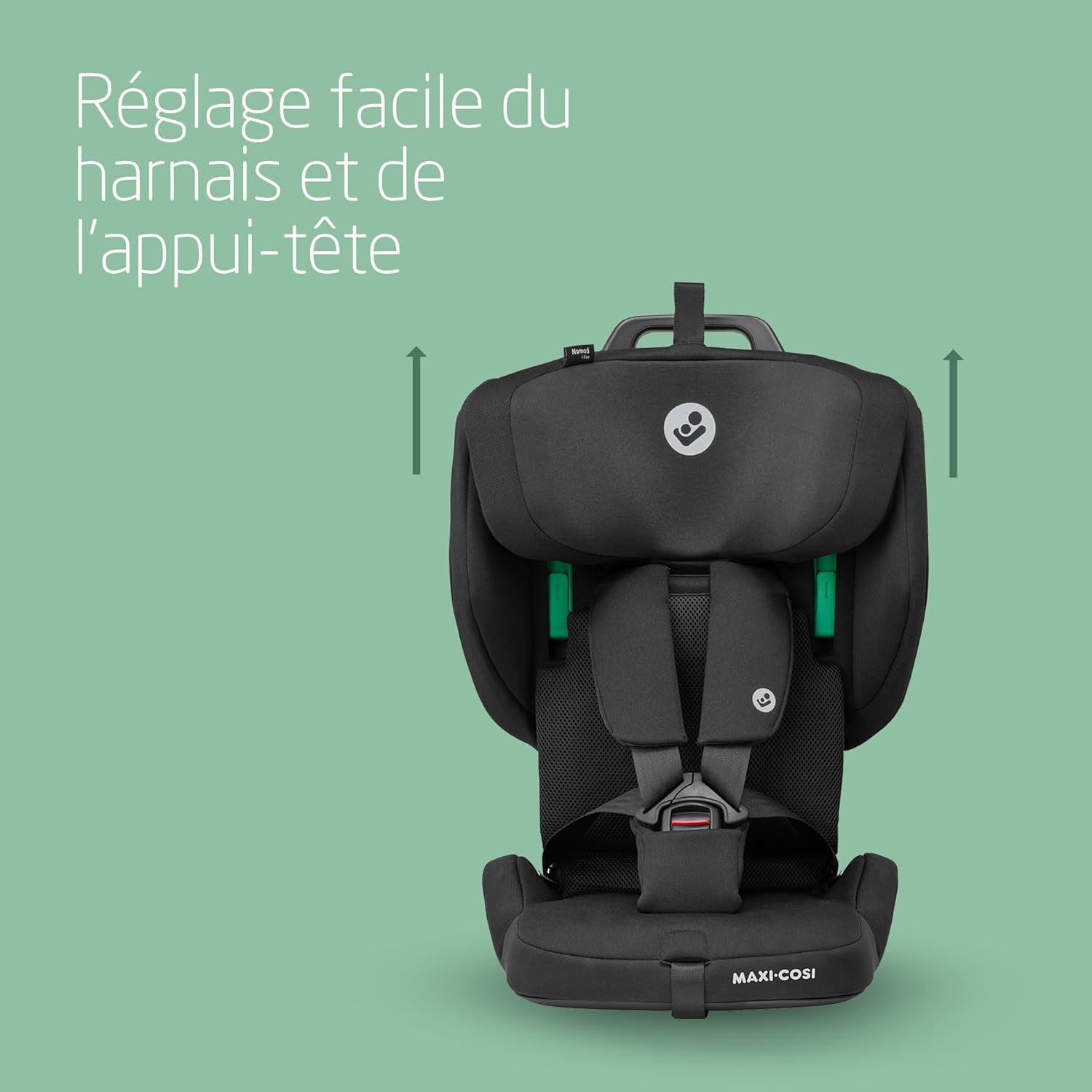 Maxi-Cosi Nomad Plus, Siège Auto Pliable, 15 Mois - 4 Ans, 76 - 105 cm, Siège Auto de Voyage Portable, Ultra-Compact et Léger, Protection contre Chocs Latéraux, pour Toute Voiture, Authentic Black
