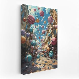 Pasta Rain on Sweet Street - Wall Art Print, Painting [Poster 36x24]