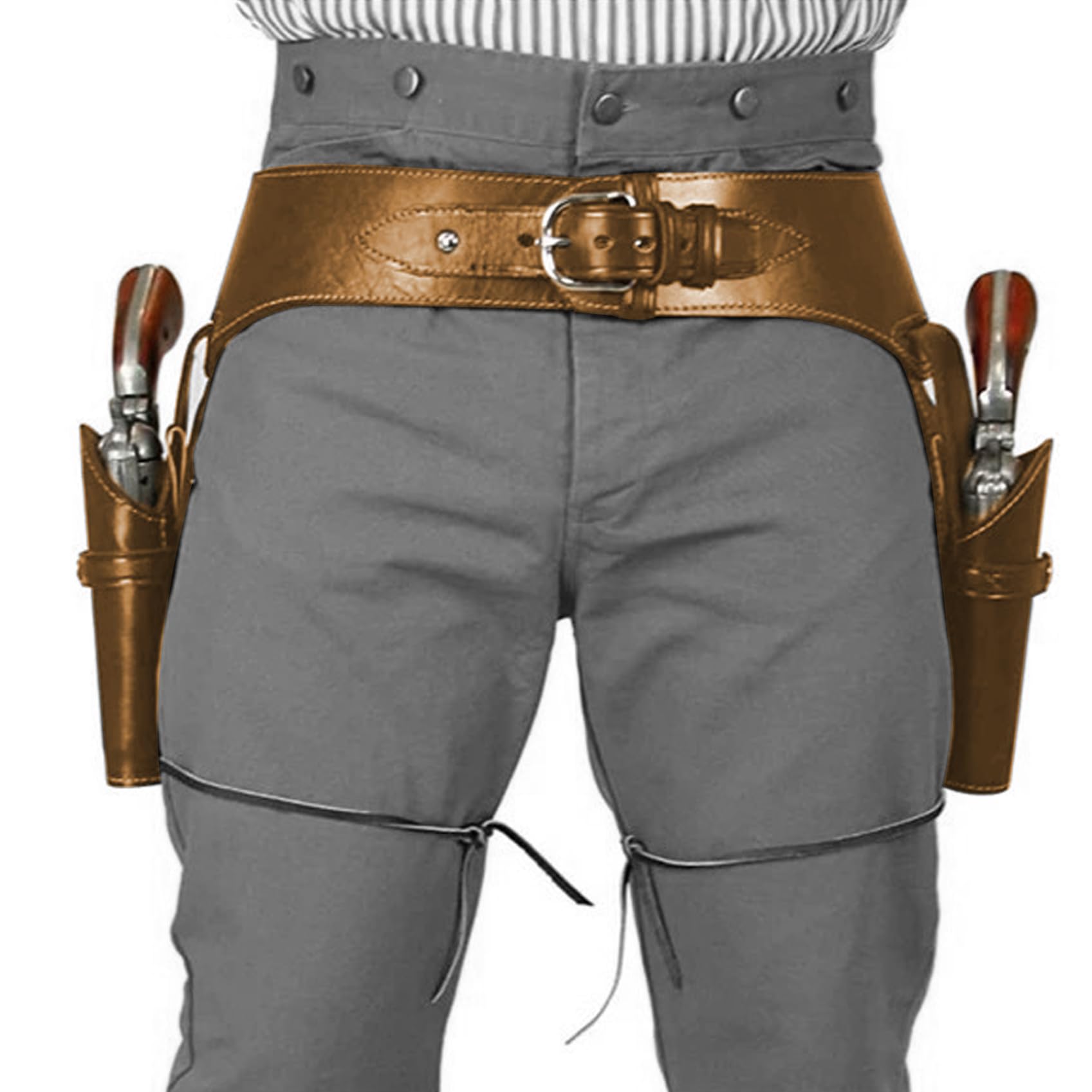 Cowboy Waffengürtel Mit Doppel-Revolverhalter - PU Leder Für Western Kostüme