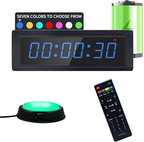 Gym Timer Clock with Remote Control & Push Button,7 RGB