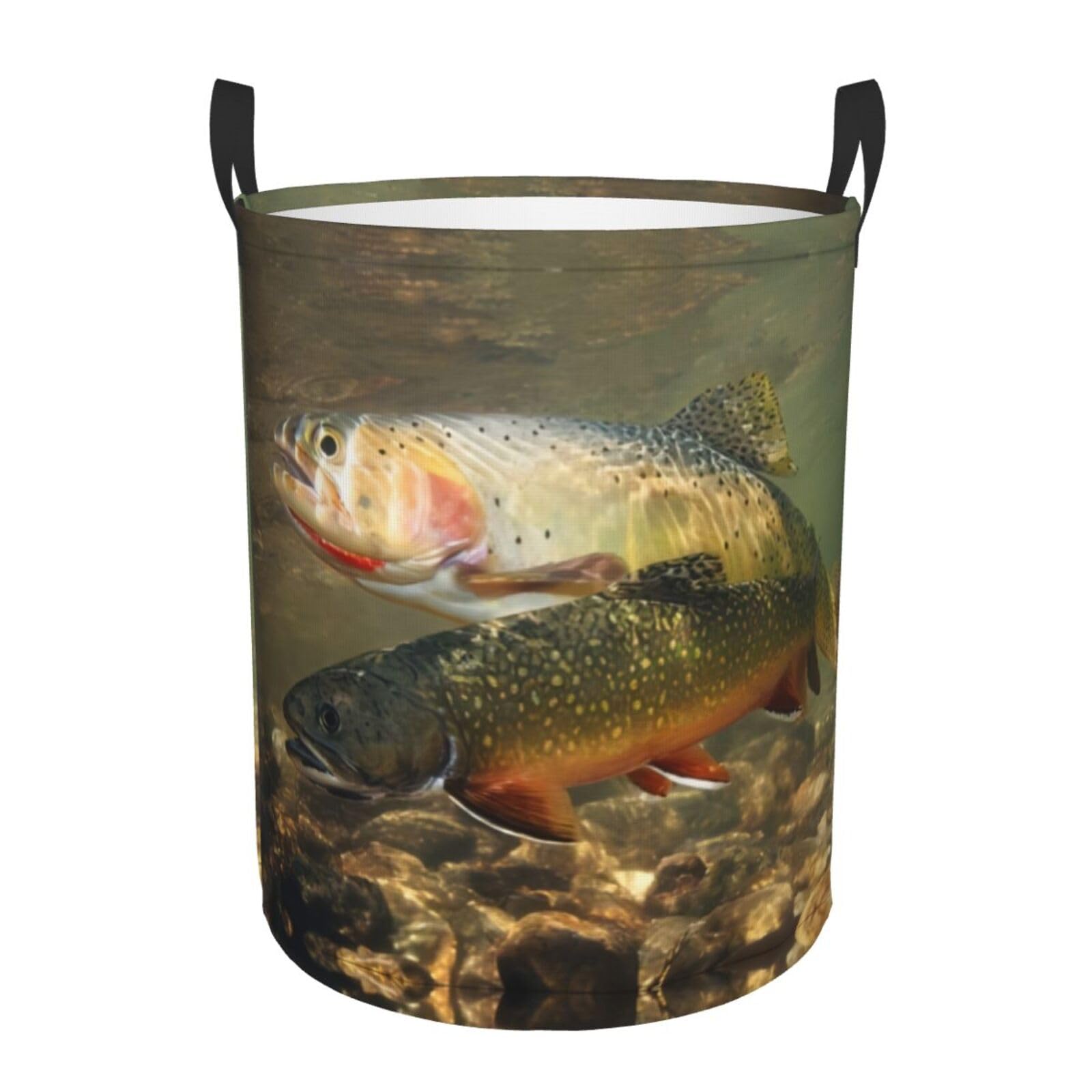 S Circular Hamper – Collapsible Brook Trout Fly Fishing Print Laundry Basket