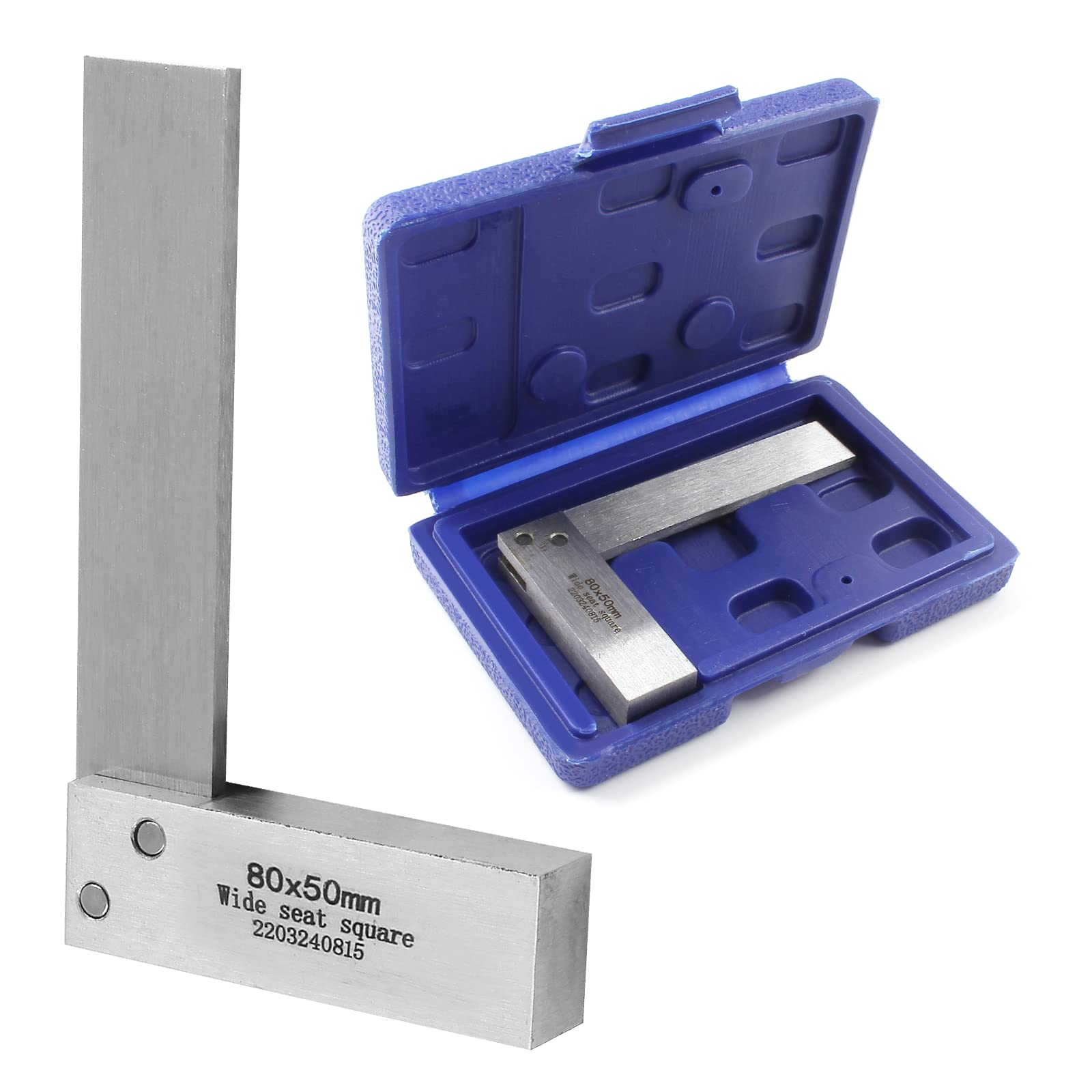 Machinist Square, 3.2" x 2" Mechanical Steel High Precision Square, Wide Seat 90 Right Angle Engineer Tool L-Type Measuring Tool for Woodworking (80 x 50mm)