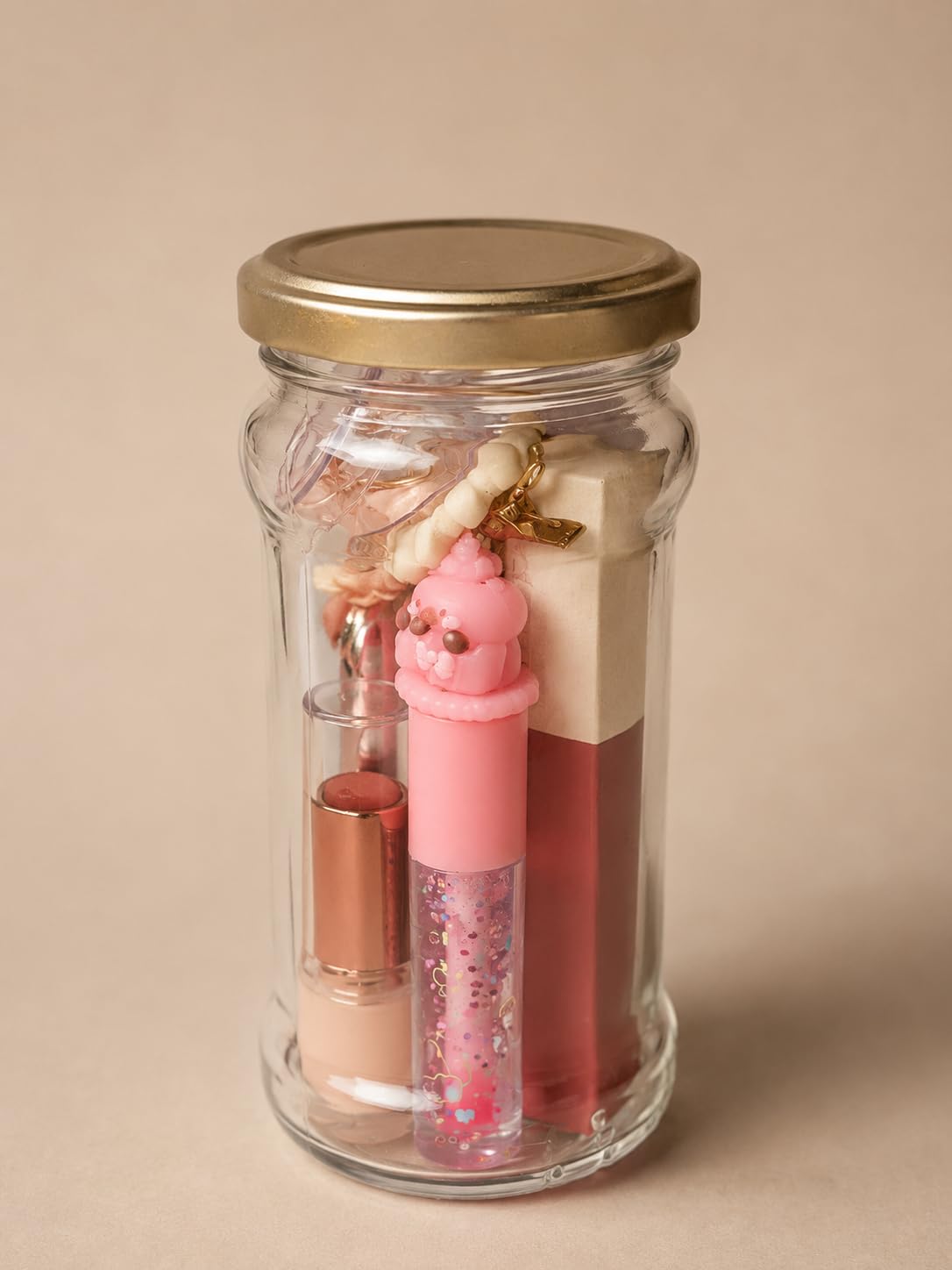 Mystery make-up jar | Surprise Unboxing, Includes Lip Products, Beauty Accessories, Glass Jar Packaging, Curated Collection-image-27