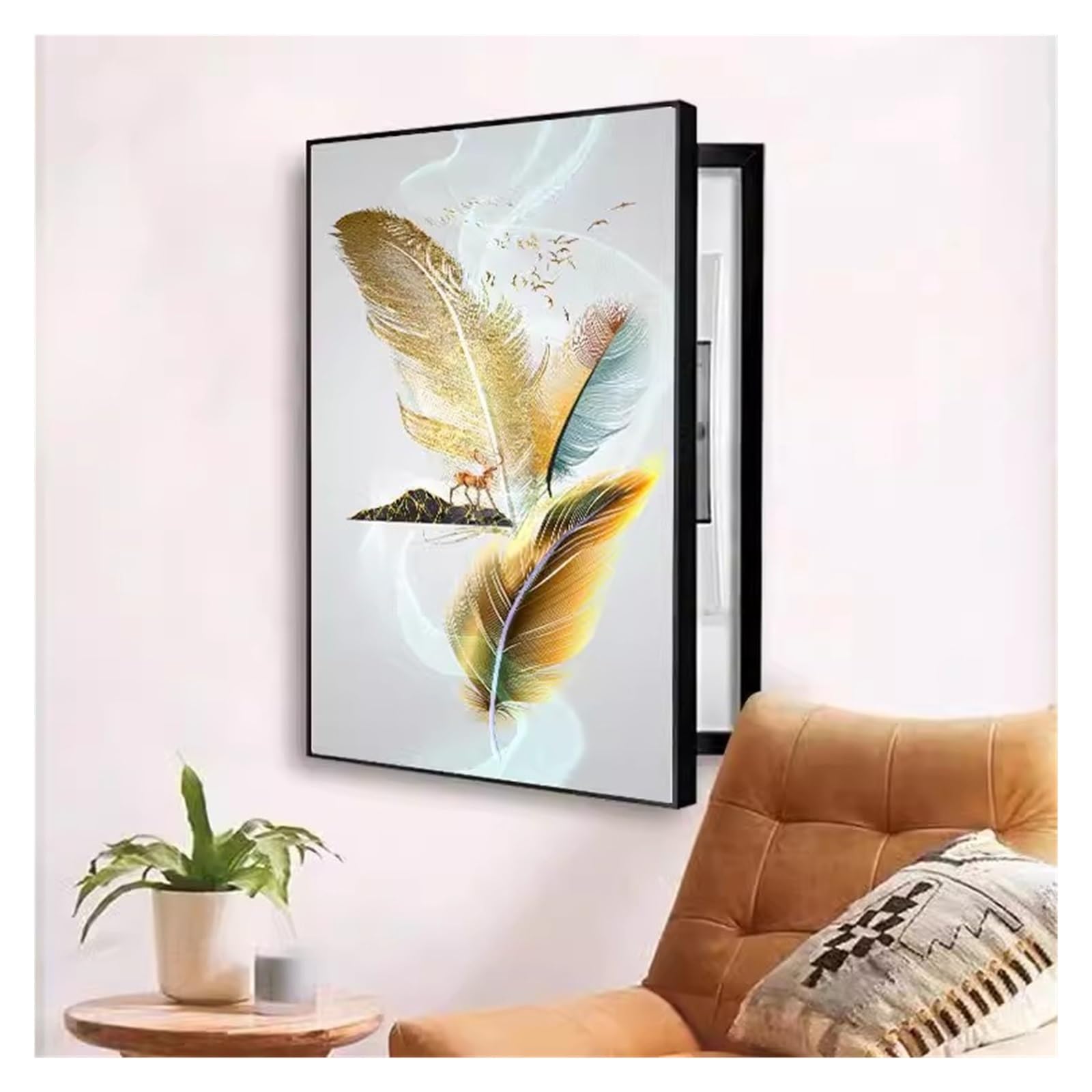 Copertura del Quadro Elettrico Decorativa Pittura Decorativa for Copertura Contatore Elettrico Nascondere I Dipinti Punzone Libero Foto Personalizzate(Gray,40x60cm)