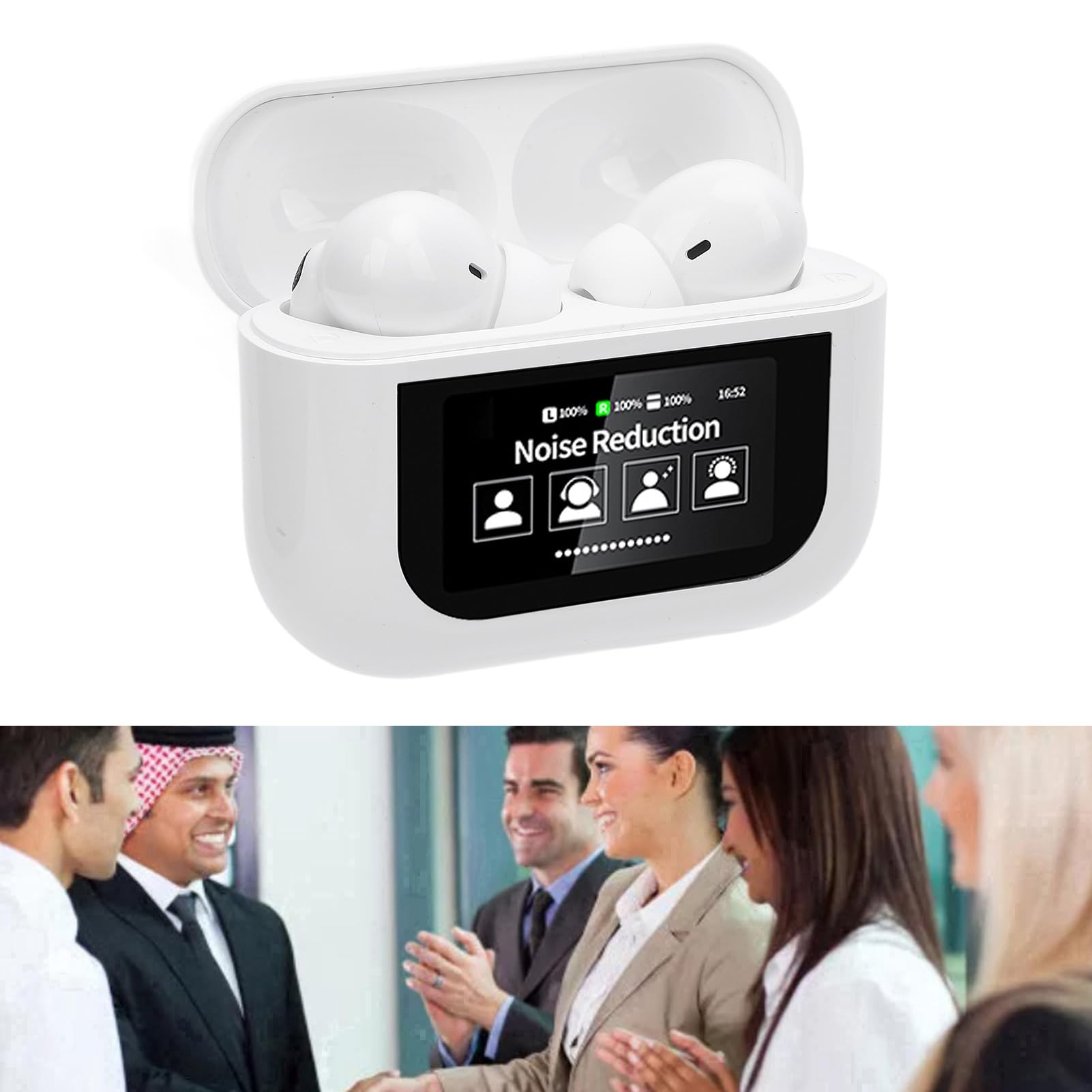 Traduzione in 144 Lingue Riduzione Intelligente del Rumore Auricolari Traduttore 5.4 per, Auricolari Traduttore Touch Screen per Viaggiatori, Plastica, 4-5 Ore (WHITE)