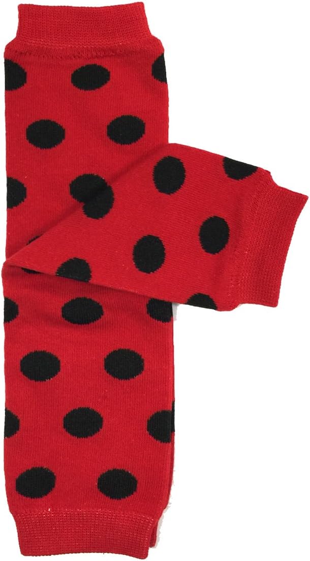 Bowbear Baby Polka Dot and Solid Color Leg Warmers, Red and Black Dots