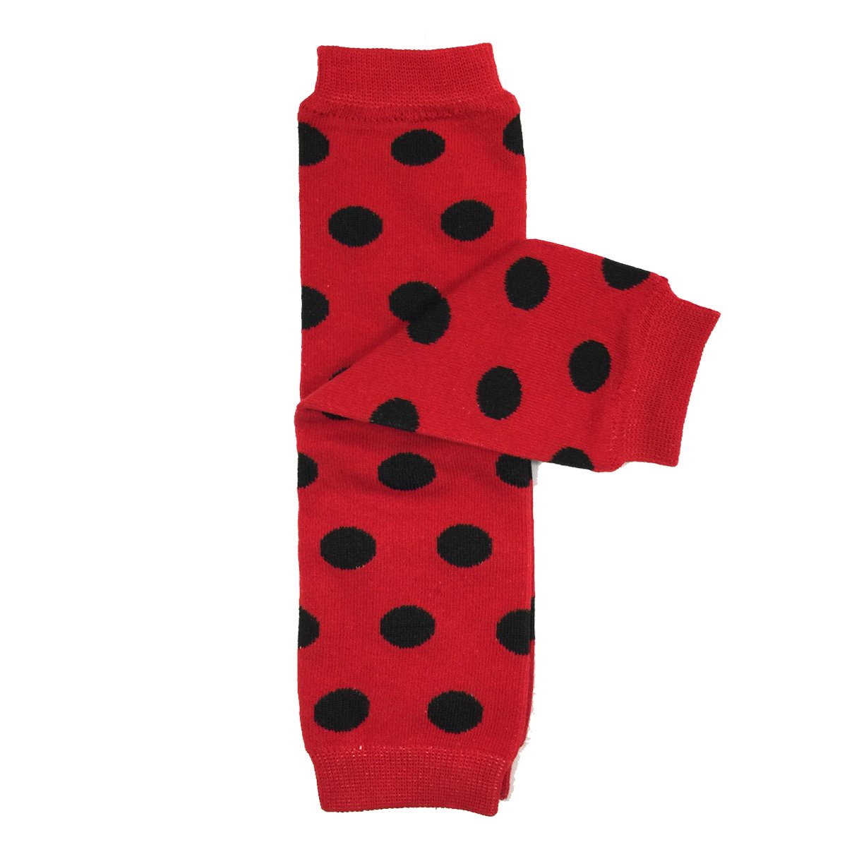 Bowbear Baby Polka Dot and Solid Color Leg Warmers, Red and Black Dots