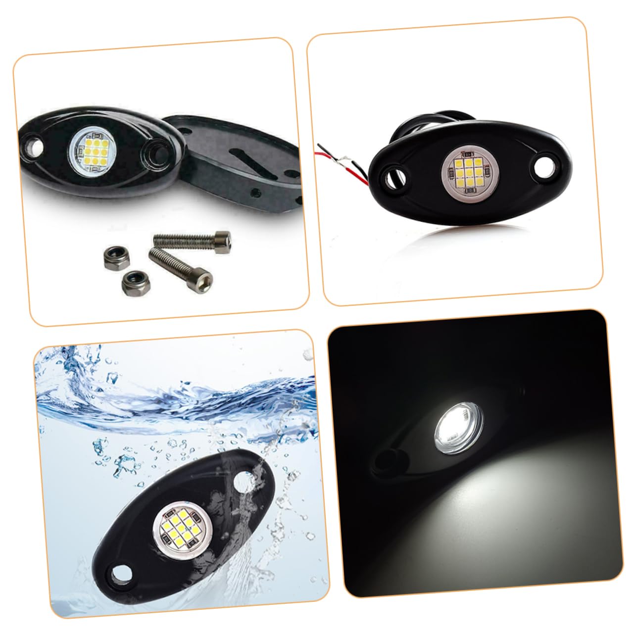 FUNOMOCYA 4pcs Led Car Underbody Lights Led Rock Lights Ambient Lighting for Off-road Vehicles Easy Install Versatile Illumination for Cars and Trucks