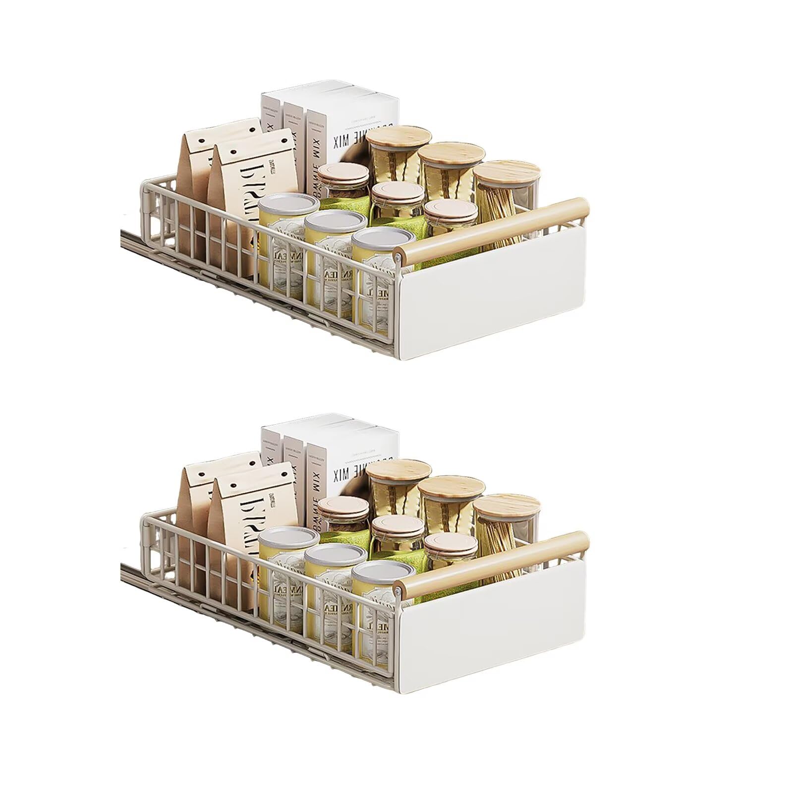 Pull Out Cabinet Organiser, 2PCS pull out kitchen storage Foldable, 23.5*11*39.5~56.5cm