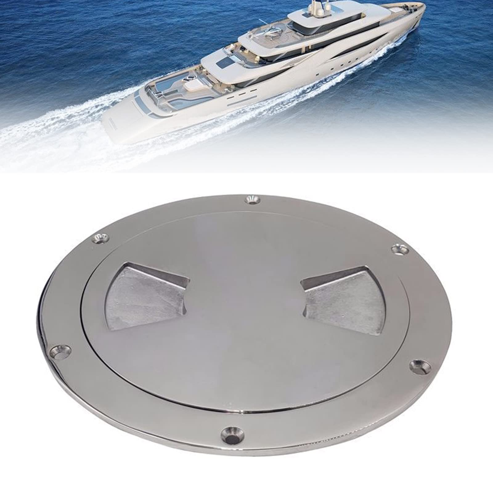 FALUSHAN Deck Plate Hatch,316 Grade Stainless Steel Inspection Deck Plate, 6inch Round Boat Access Hatch Cover, Boat Inspection Hatch for Yachts, Ships, Kayaks, Speedboats