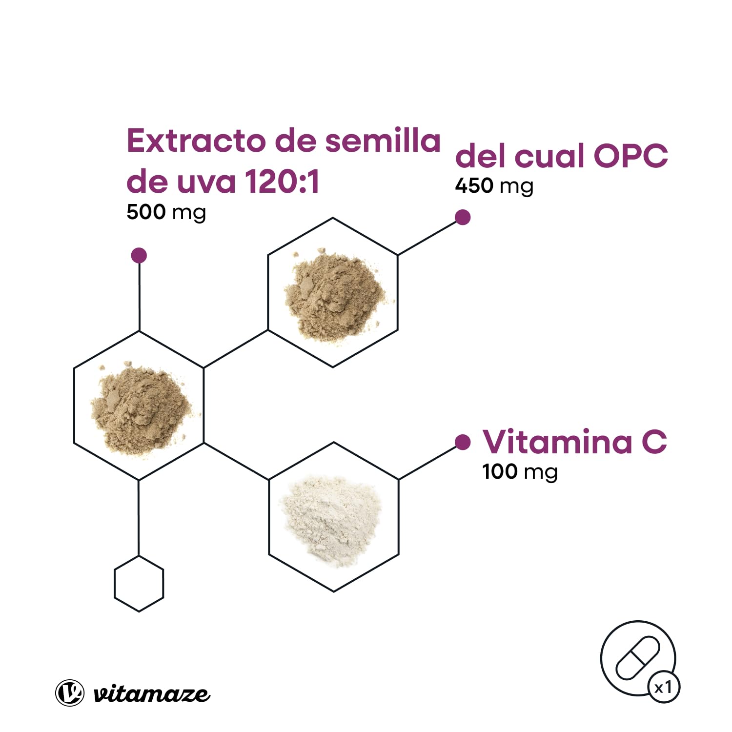 OPC Extracto de Semilla de Uva + Vitamina C, 450 mg Certificados OPC + 100 mg Vitamina C, 180 Cápsulas para 6 Meses, Suplemento Alimenticio Natural sin Aditivos, Made in Germany