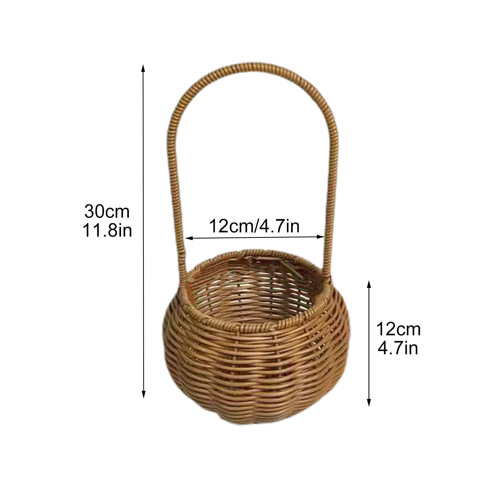 Handwoven Flower Basket, Picnic Basket Vegetable Serving Basket, Flower Basket with Handle, Storage Basket Empty Wicker Picnic Basket with Plastic Insert, Baskets for Home Party Decor(#1)
