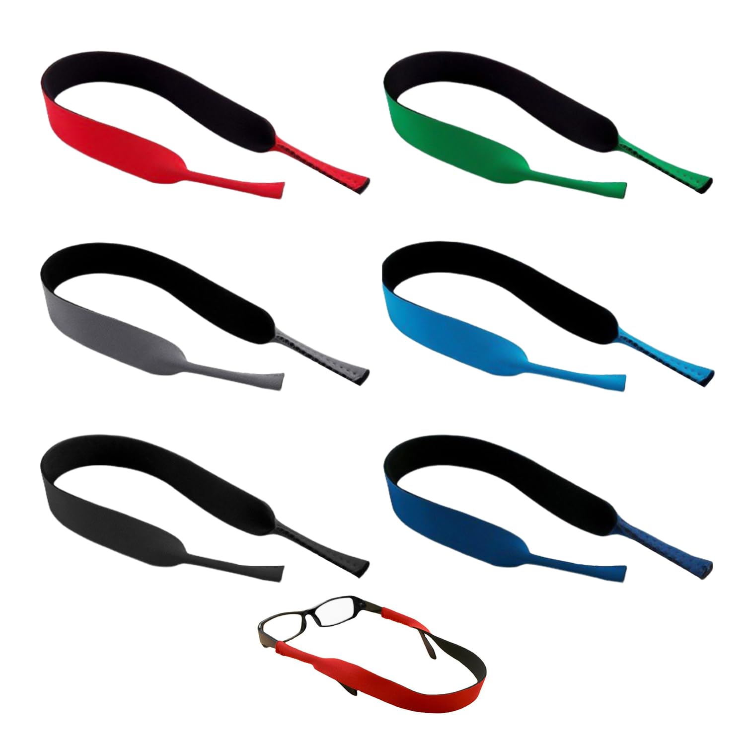 HDGSAFD 6 cuerdas de gafas coloridas, cordones de goma para gafas, cordones ajustables, cordones para gafas deportivas, cordones antideslizantes para gafas, accesorios de colores, cordones de gafas de