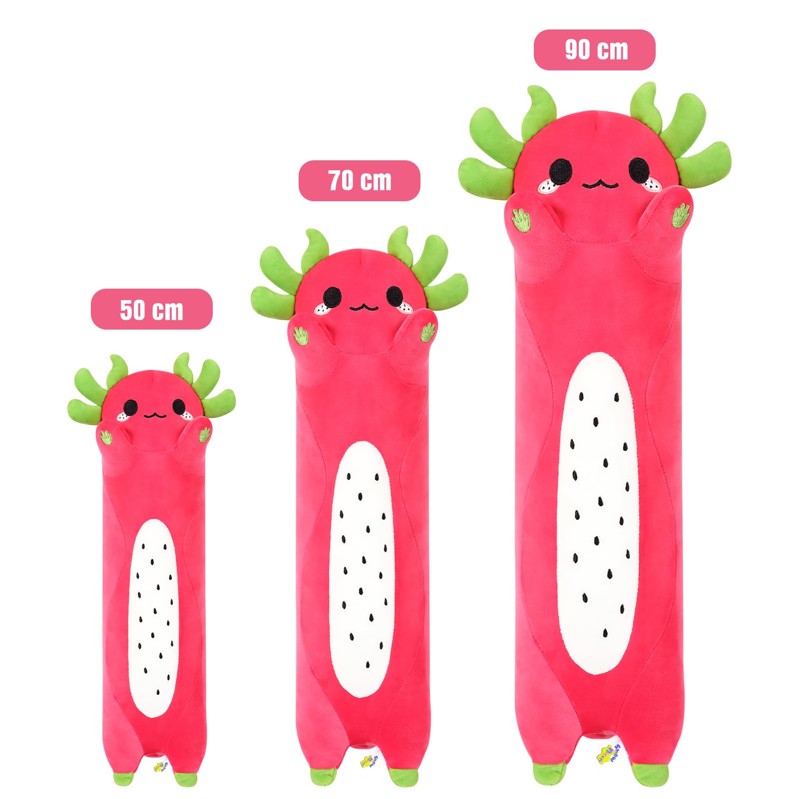 Showicer Peluche Axolotl Kawaii - Cuscino da Tiro Regalo per Bambini e Ragazze 12+ Anni (Rosso, 90 cm)