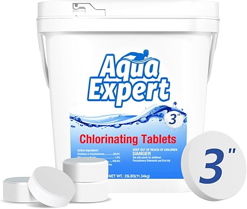 Aqua Expert - Tabletas de cloro de 3 pulgadas, tabletas de cloro para piscina que hacen el agua limpia y cristalina, desinfectan y protegen -