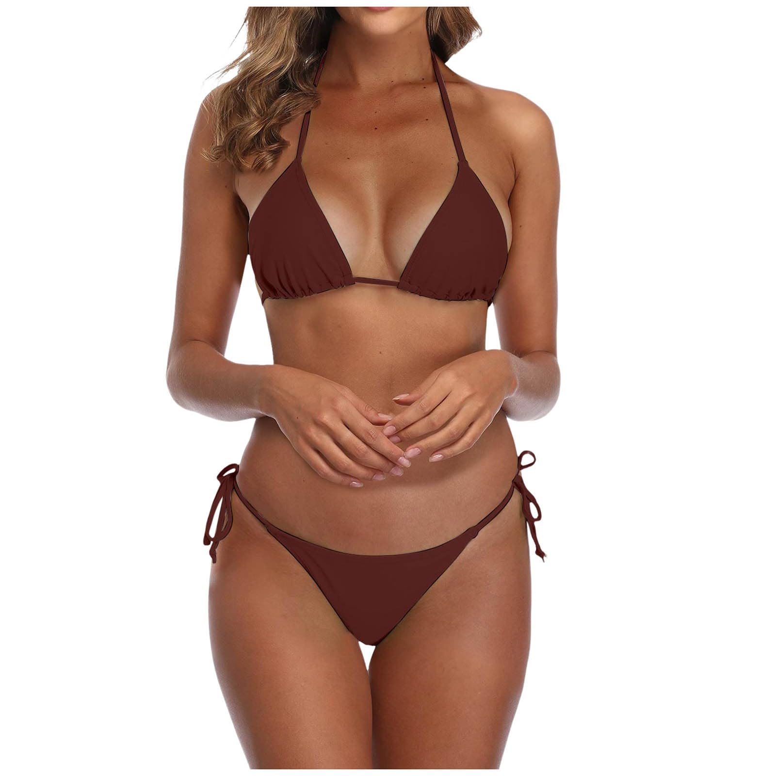 Générique 2024 New - Bikini Traje de baño para las mujeres negro tanga Bikinis traje de baño triángulo superior trajes de baño trajes de baño cortos chic