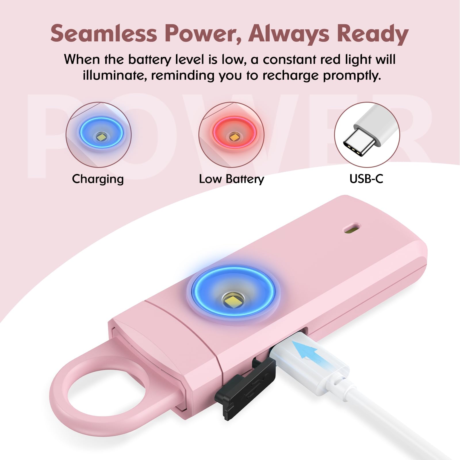 Alarma personal recargable para mujeres, regalos de cumpleaños de Navidad para mujeres, hijas, estudiantes universitarias, adolescentes, ancianos, niños, alarma de sirena, llavero de