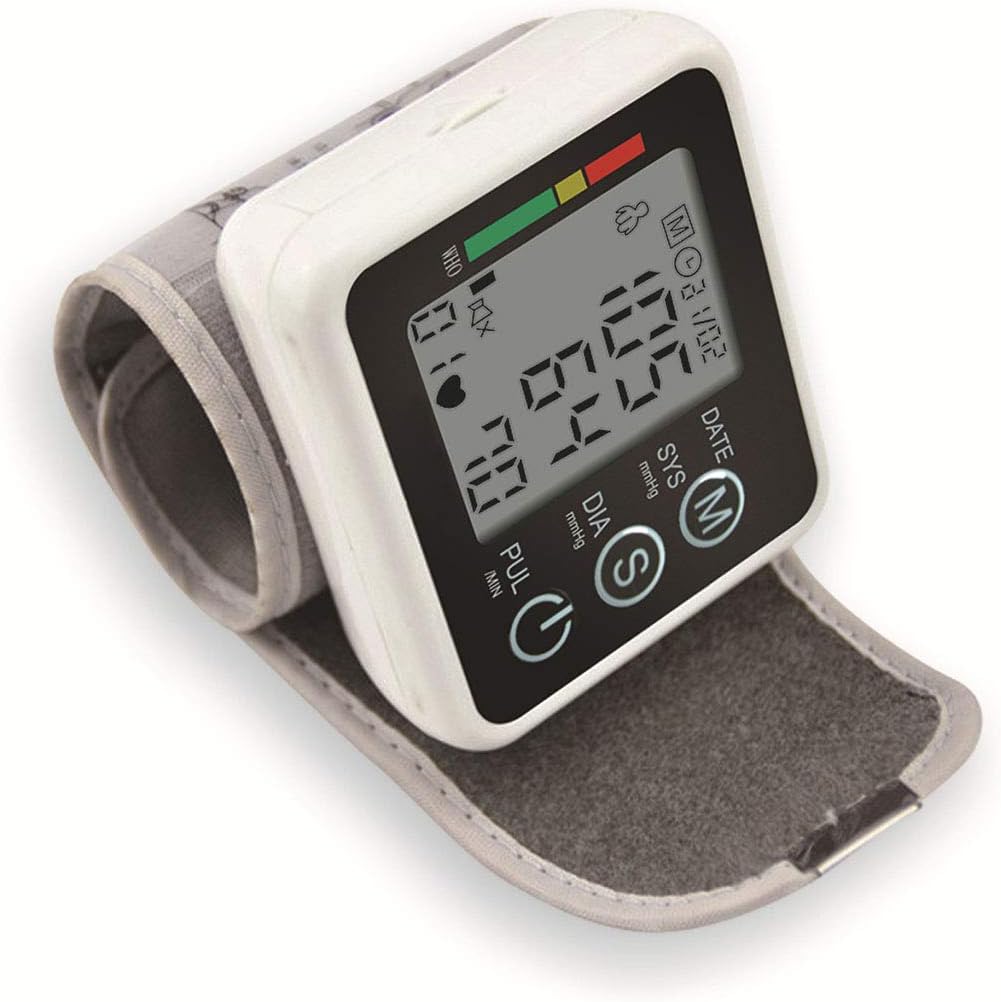 Monitor De Presión Arterial De Muñeca, Máquinas De Presión Arterial Automático, Portátil Monitor De PA Manguito con Irregular Latido del Corazón Indicador,Blanco
