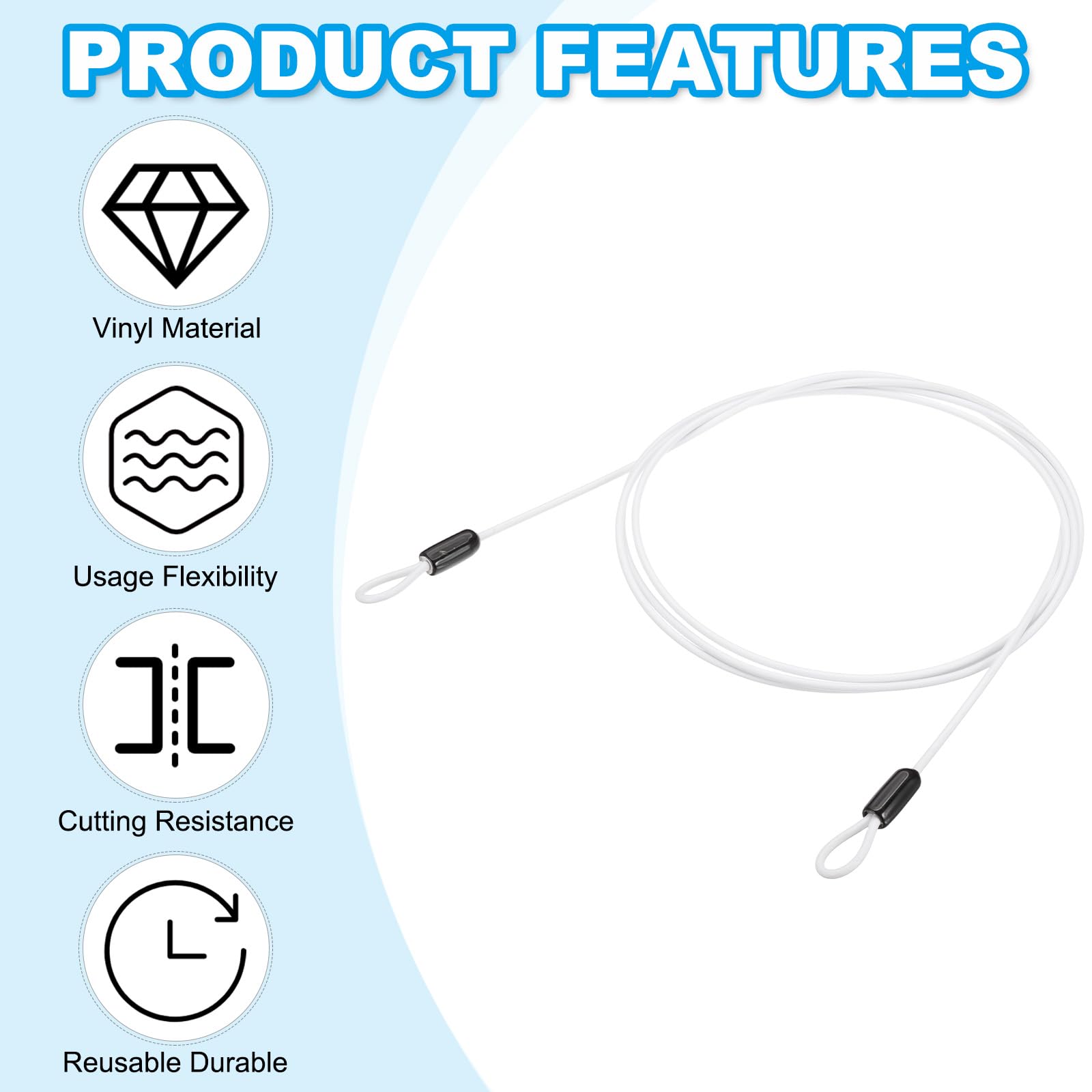 PATIKIL 1/8" Dia Vinyl Coated Stainless Steel Cable with Loops - Image 4