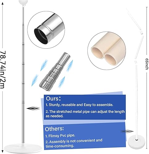Miniatura 3 de Juego de 2 soportes de columna de globos azul marino y plateado con 100 globos ajustables para globos con bases para suelo, kit de columna de globos