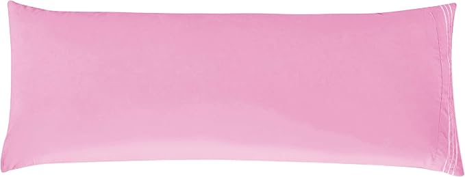 Elegant Comfort Luxury Ultra-Soft 1-Piece Body Pillowcase - 1500 Premium Hotel Quality Microfiber Double Brushed - Wrinkle Resistant, Body Pillowcase Size, Light Pink