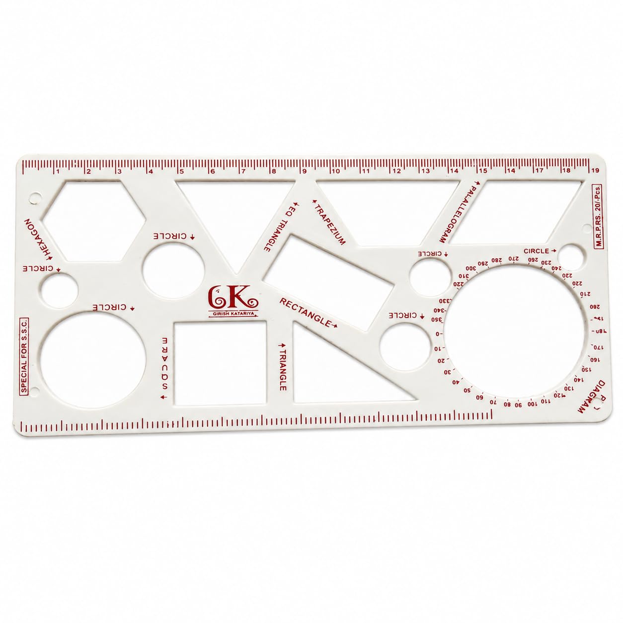 Plastic Geometrical Drawing Template Scale – Geometry Stencil Ruler with Circle, Triangle, Square & Protractor | Drafting Scale Ruler for Architects, Engineers & Students-image-8