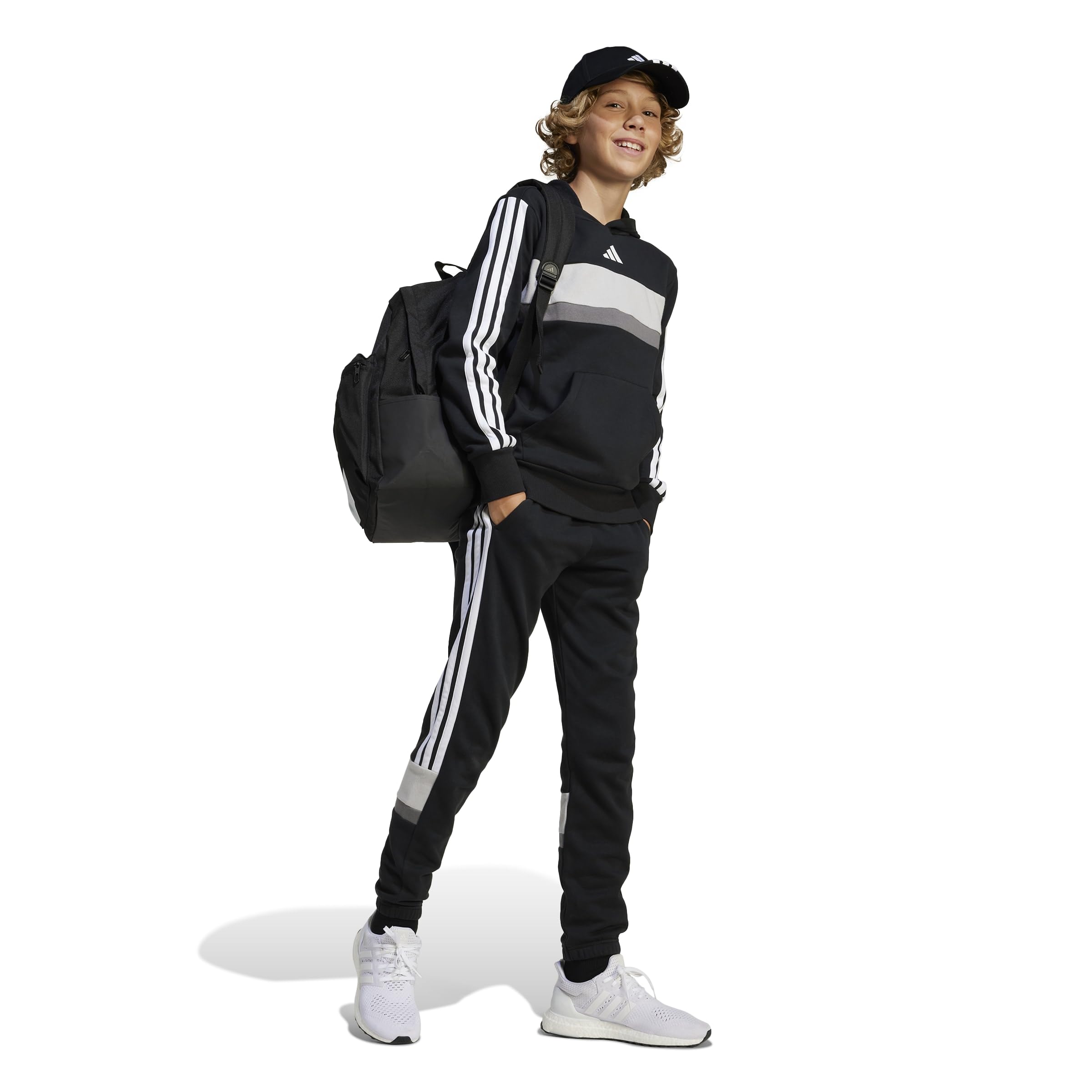adidas Seasonal Essentials Tiberio 3 Stripes Fleece Hoodie Sudadera con Capucha Unisex niños (Pack de 1)