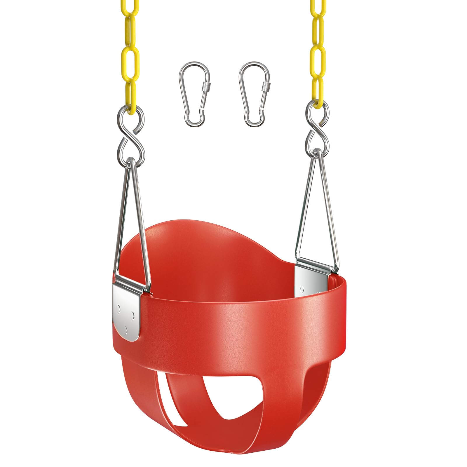 AGPTEK High Back Full Bucket Toddler Swing Seat with Coated Chains, Red