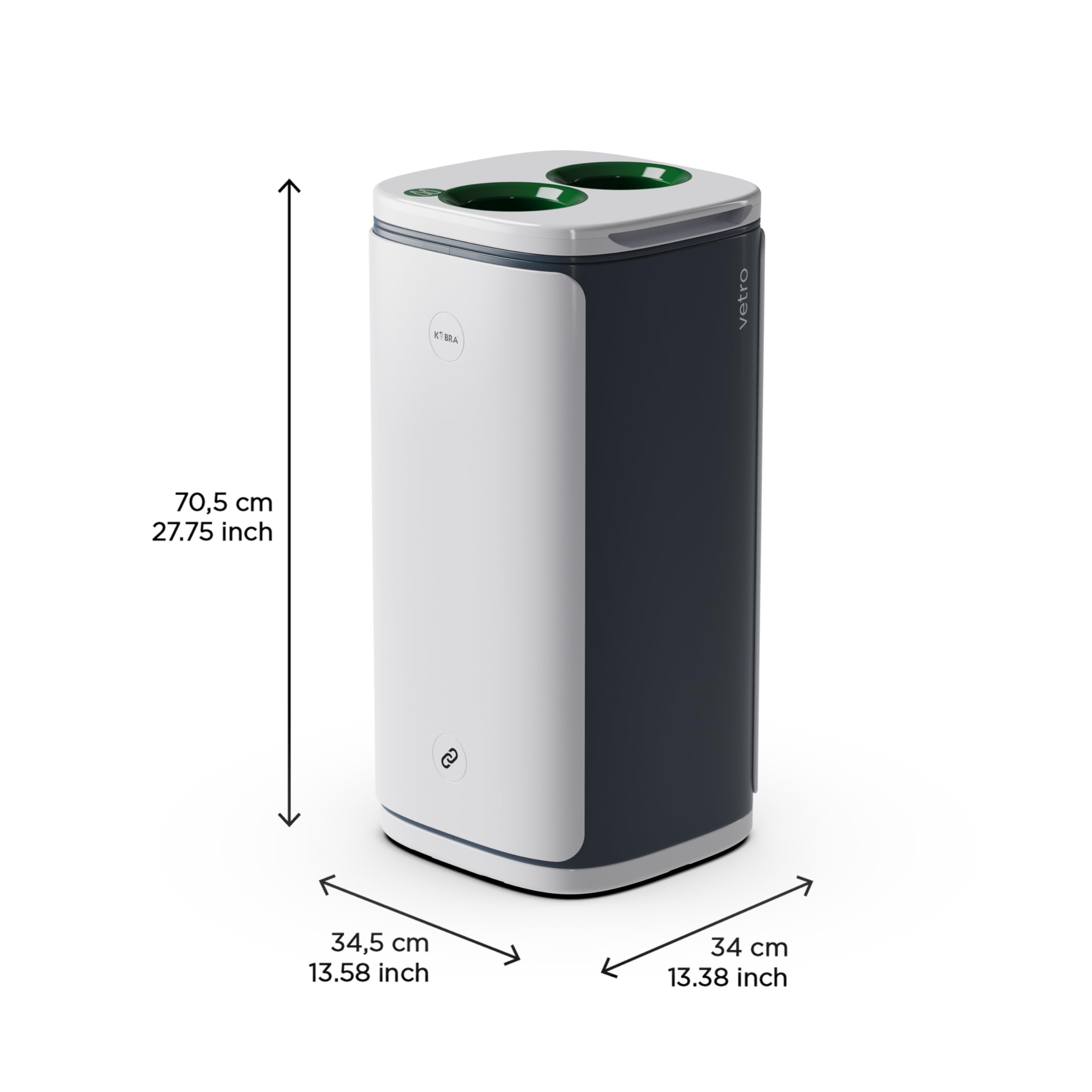 KOBRA WASTEE Cestino Rifiuti, Spazzatura Design, Bidone Raccolta Differenziata Vetro, Pattumiera 60 Litri, Contenitore per Interno o Esterno, con Magneti, 100% Made in Italy (Verde Menta)