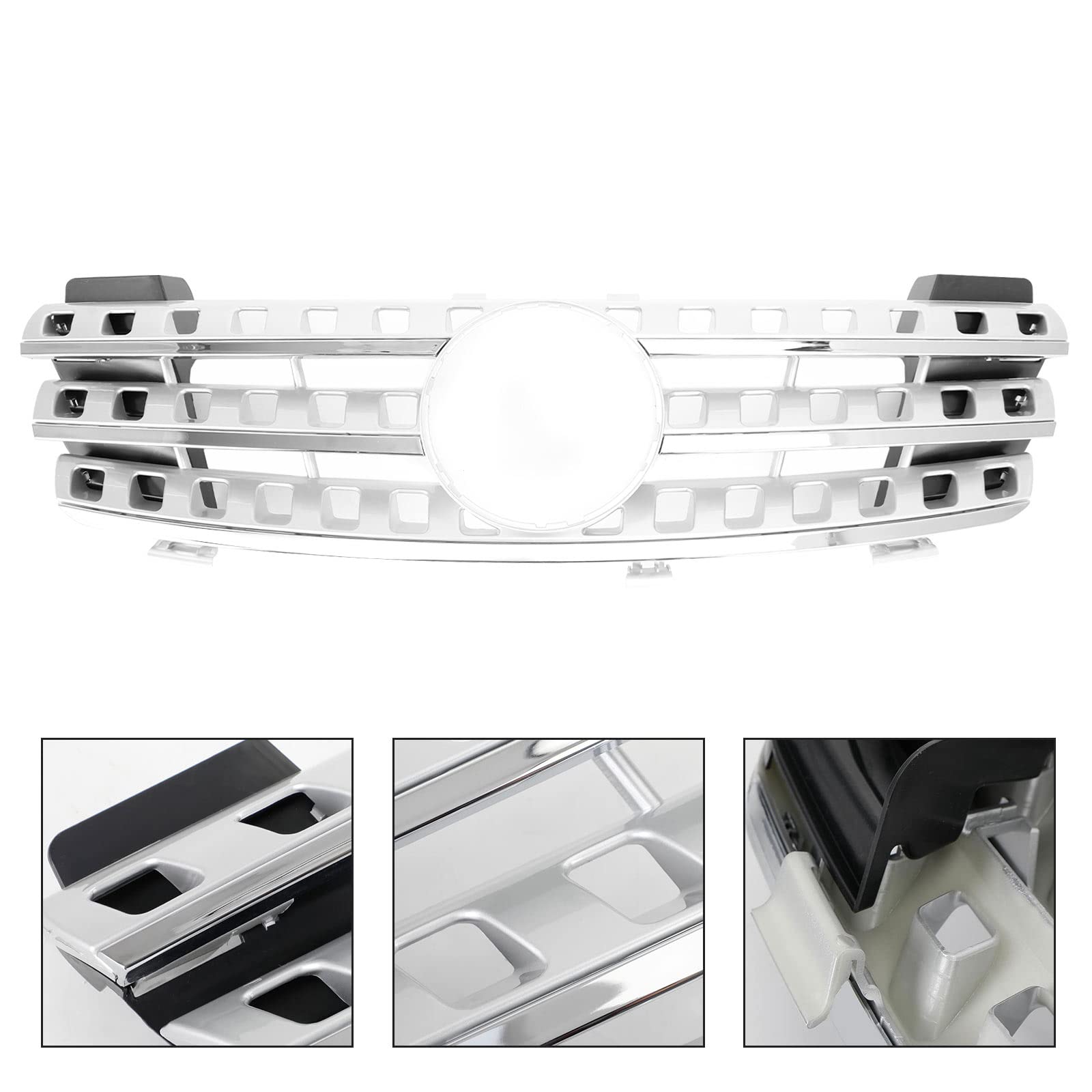 Parrilla del Parachoques Delantero Apto para Mercedes-Benz ML-Class W164 2005-2008 Chrome (No Logo)