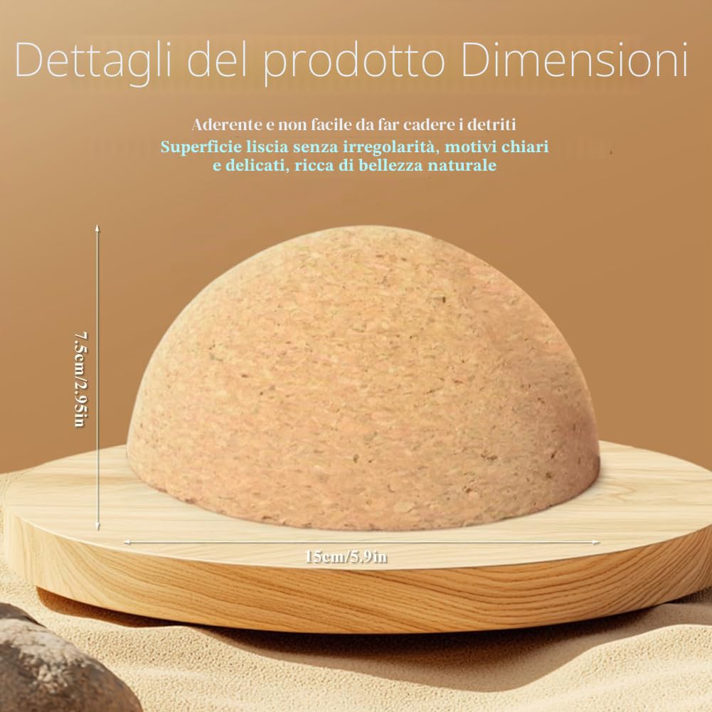 Balance Board - Semisfero in sughero massiccio, per fitness, yoga, diametro 15 cm, altezza 7,5 cm, semisfero in sughero per bambini e adulti, adatto per Balance Boards