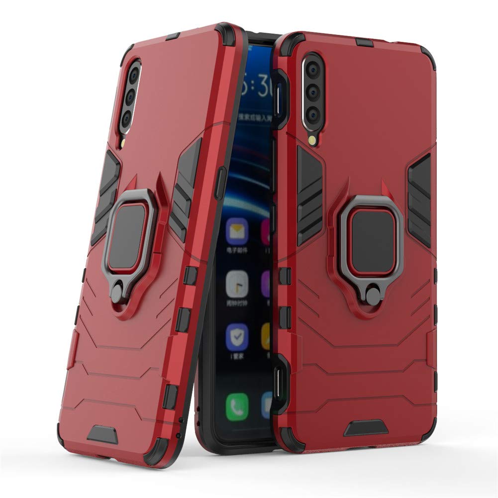 MaiJinCompatible with Vivo iQOO Case, Metal Ring Grip Kickstand Shockproof Hard Bumper Shell (Works with Magnetic Car Mount) Dual Layer Rugged Cover for VIVO iQOO (Red)