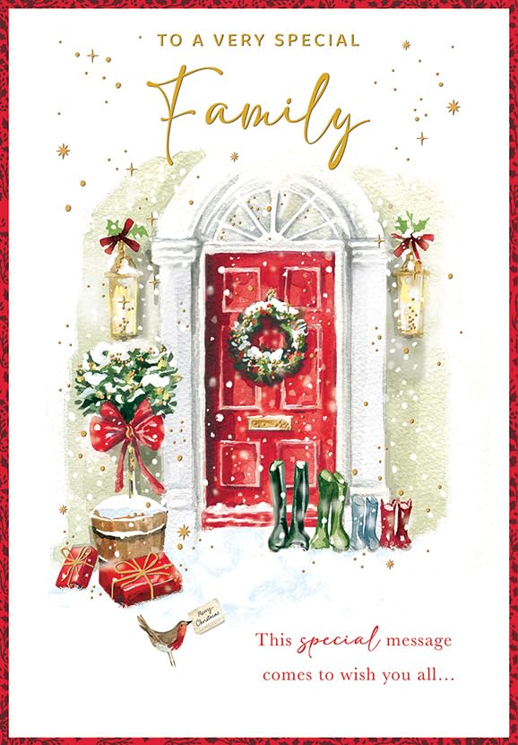 Christmas Card To a Very Special Family Red door - 9 x 6 inches - Regal Publishing