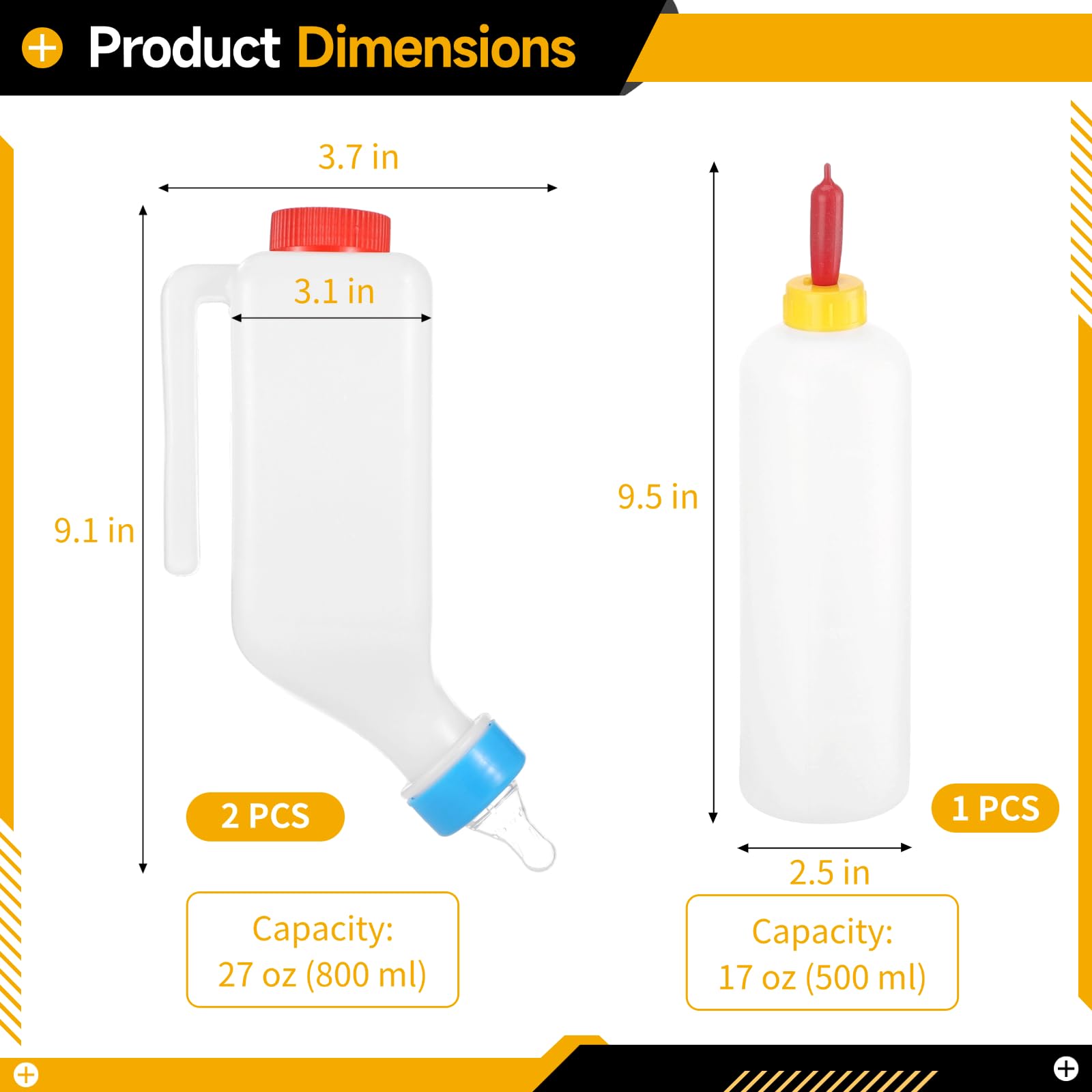 3 biberons pour agneaux, 2 suspendus de 27 oz et 1 à main de 17 oz, tétine en silicone, biberon inversé avec échelle pour chèvre, agneau, faon, porcelet, chaton, chiot