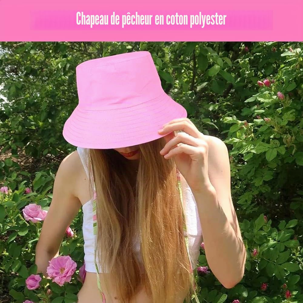 Lot de 8 Bobs Unisexes, Chapeaux De Pêcheur, Noir, Rouge, Rose, Blanc, Bleu Ciel, Bleu Foncé, Jaune, Orange, 55-58CM, Chapeaux de Soleil Double Face Anti-UV, Bucket Hat pour l'Automne, Camping