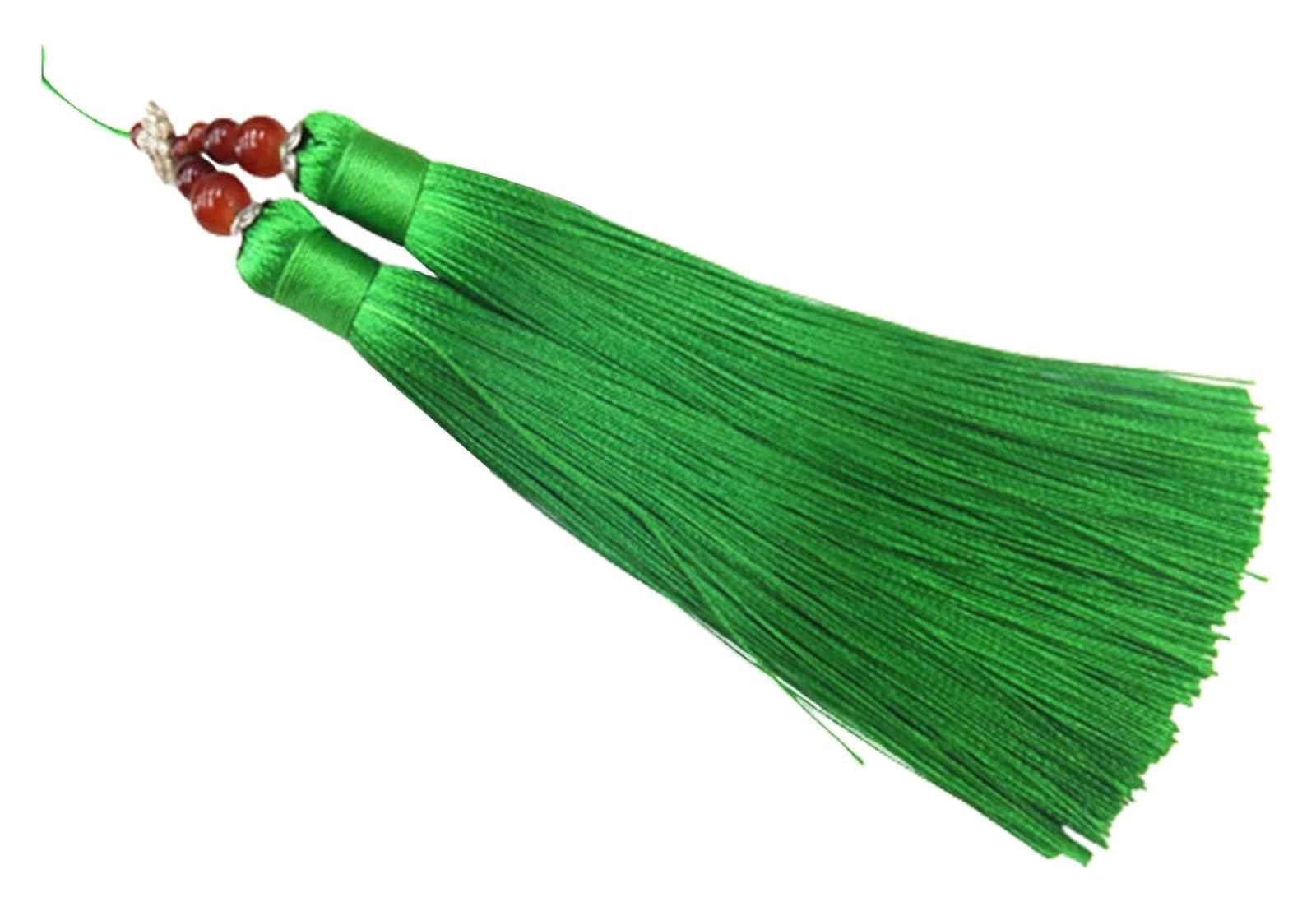 Chinesische Quaste, Glatte handgefertigte Quasten for Taschen, Herstellung, Souvenir, Lesezeichen, DIY-Bastelzubehör, Projektdekoration, 10 Stück(Green)