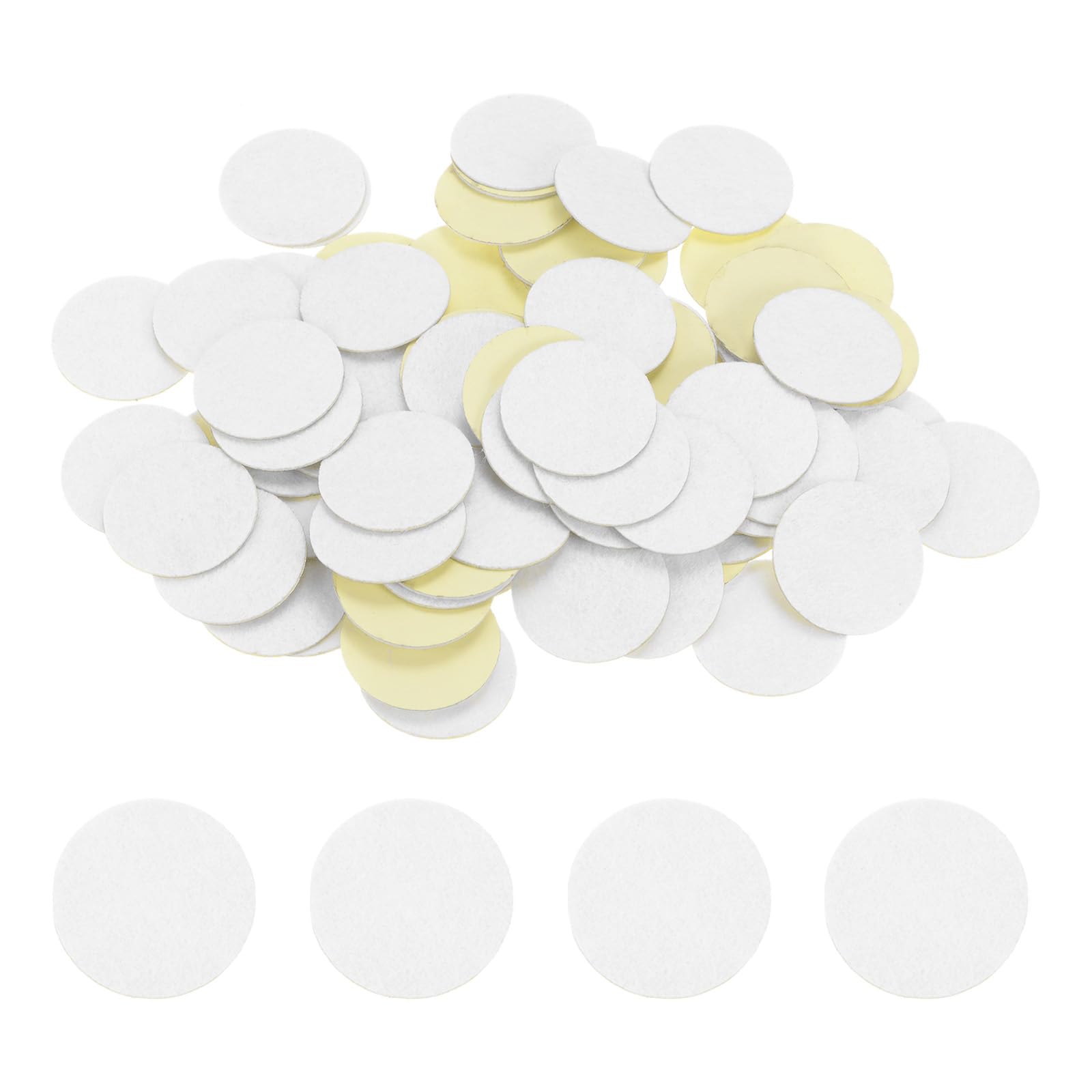 HARFINGTON 100pcs Round Adhesive Circles, 30mm Pre Cut Felt Fabric Craft Stickers for DIY Projects, White