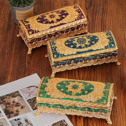 Boîte à bijoux rectangulaire émaillée couvercle charnière métal bagues