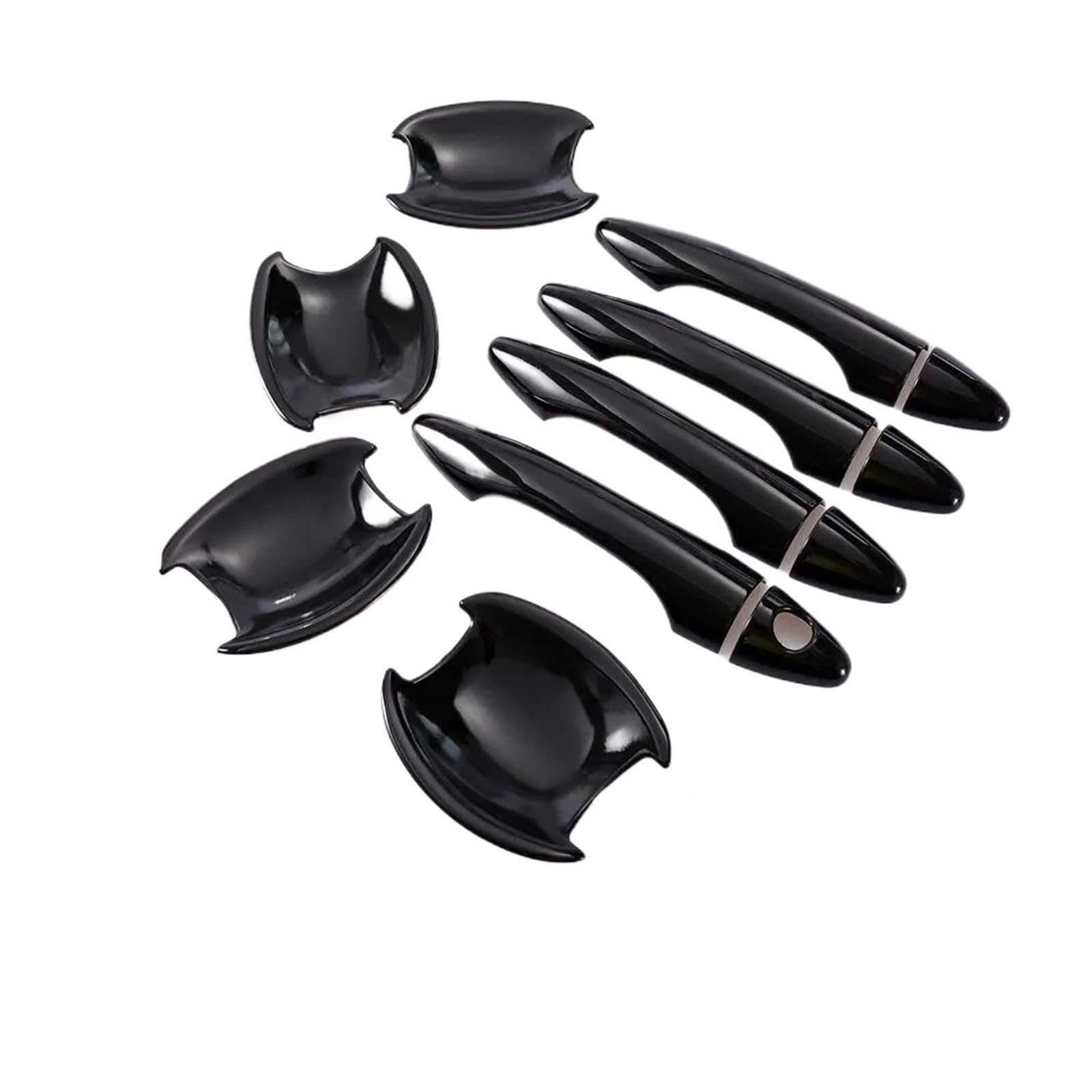 Hrqctim Black Set 0 Button Carbon Fiber Gloss Black Chrome Car Door Handle Cover Bowl Sticker For Hyundai For Tucson Ix35 2009-2014(Black Set 0 Button)