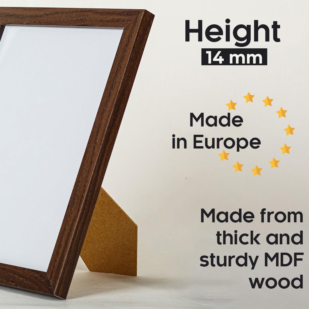 JCNORD MDF Walnut Wooden Picture Frame A2 (42x59.4 cm) with Shatterproof Acrylic Glass, 42 x 59.4 cm - Image 4