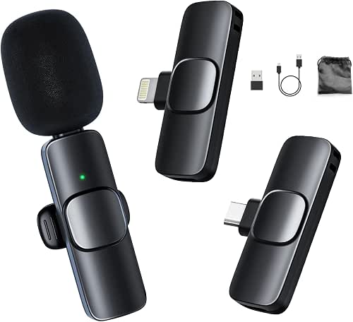 Moman Microfono Lavalier Wireless, CP1(AC) 2,4 GHz Microphone【Type-C & USB