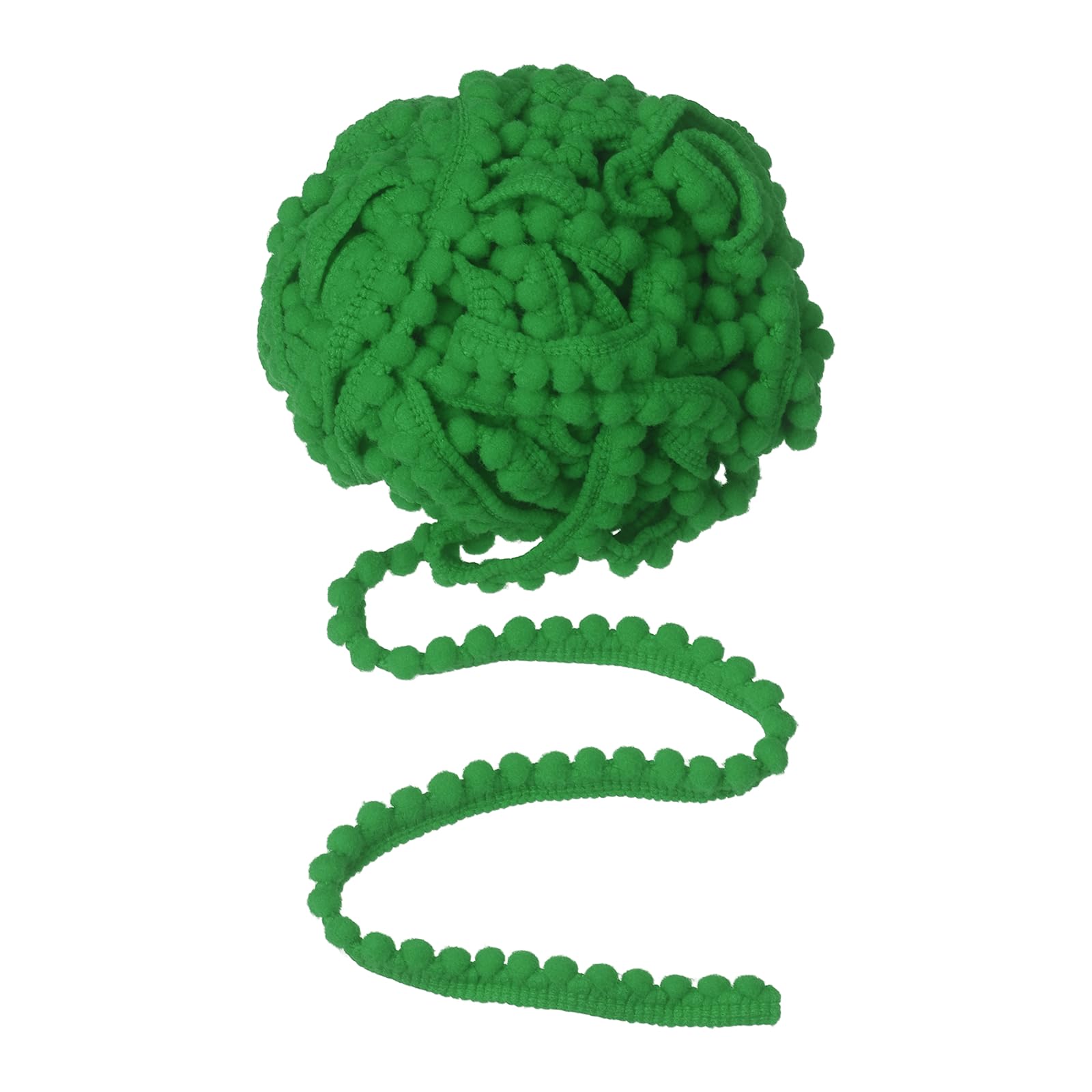 sourcing map 10 Yards Pom Pom Ball Fringe Trim, Round Pom Pom Trim Ribbon Nylon Fringe Ribbon Sewing Accessory for DIY Crafts Sewing Curtain Clothes Pillow Home Decoration, Dark Green