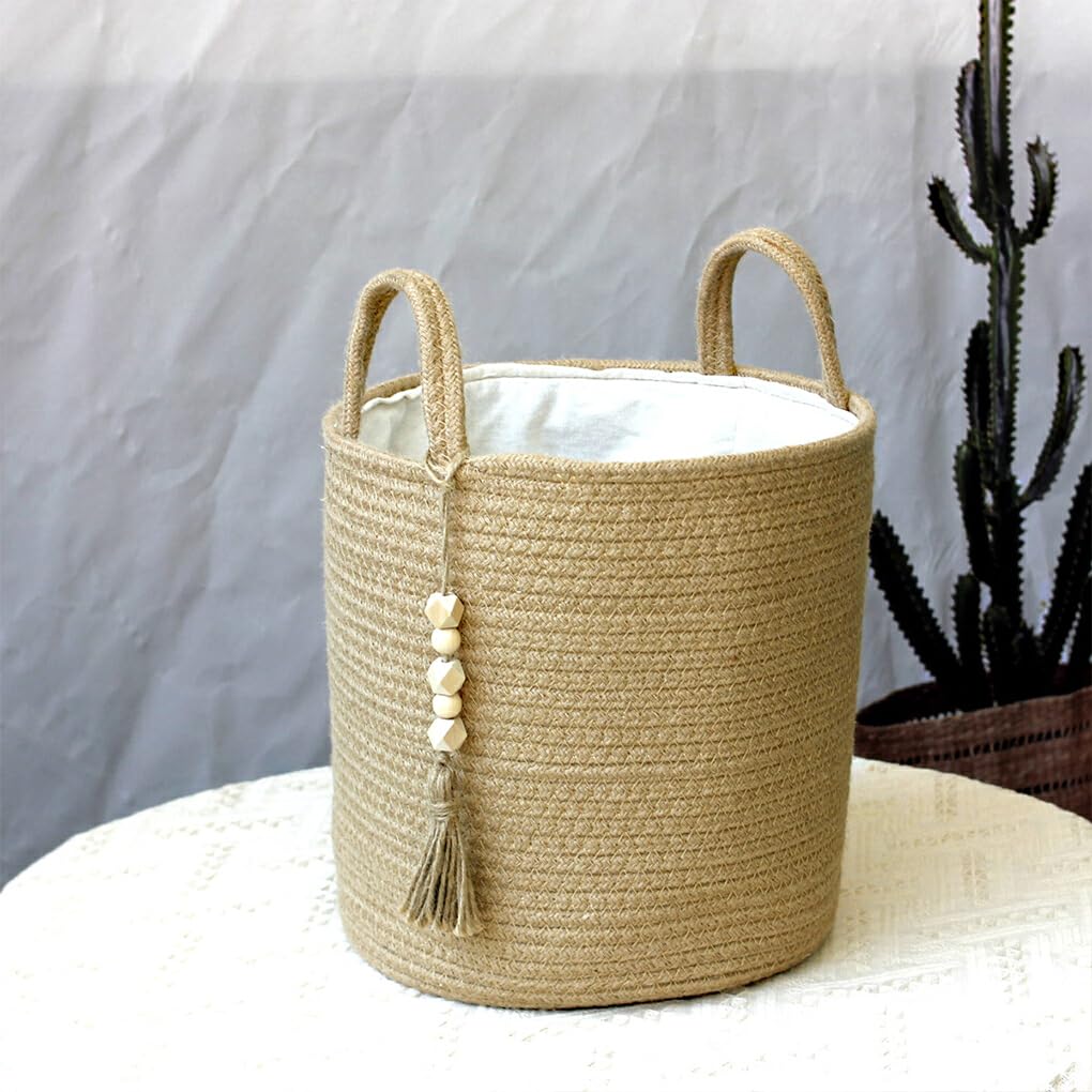 MRKU Cesta de Almacenamiento para Cocina, Tejida con Cuerda de algodón y Tela para Ropa Sucia.
